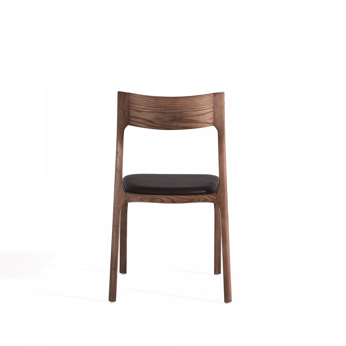 Moderno Modern Wood Vegan Leather Dining Chair in Black - Set of 4