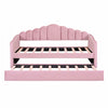 Lily Upholstered Daybed with Trundle and USB Charging Ports,Twin Size,Pink Twin Bed | Lily Lit Relevable Capitonne avec Lit Gigogne et Ports de Chargement USB, Taille Twin, Rose
