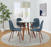 LumiSource Folia Glass Mid-Century Modern Round Dinette Dining Table - Walnut|Table ronde moderne du milieu du 20e siècle Folia en verre pour le coin-repas ou la salle à manger - noyer