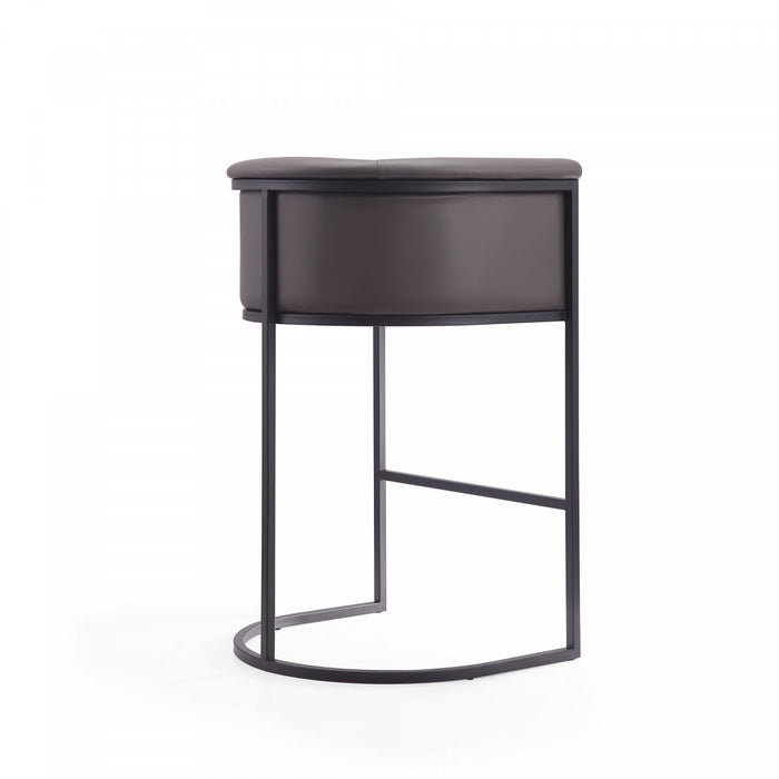 Cosmopolitan Mid-Century Modern Metal Upholstered Barstool in Graphite - Set of 3 Bar Stool