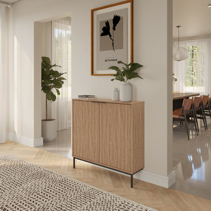 Nordika Slim 2-Door Storage Console Accent Cabinet - Light Walnut
