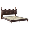Emma Faux Leather Platform Bed Frame with Headboard,Queen Size,Dark Brown Queen Bed  | Cadre de lit plateforme en simili cuir Emma avec tete de lit, taille Queen, marron fonce