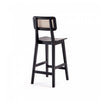 Versailles Industry Chic Cane Back Wood Counter Stool in Black and Natural - Set of 3 | Tabouret de comptoir industriel chic Versailles avec dossier en cannage, bois noir et naturel - Lot de 3