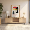 Nordika Hamilton 70" TV Stand with 2 Storage Cabinets - Natural Blonde Oak | Meuble pour téléviseur Hamilton de Nordika de 70 po avec 2 armoires de rangement - chêne blond naturel
