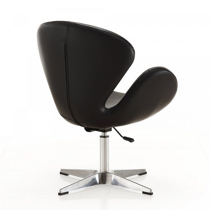 Raspberry Modern Upholstered Swivel Lounge Chair in Black - Set of 2 Accent Chair