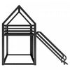 Liam House Metal Bunk Bed with Ladder and Slide, Twin Over Twin Size, Black  | Lits superposes Liam en metal avec echelle et toboggan, taille Twin sur Twin, noir