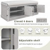 Daniel Solid Wood Storage Bench With 4-door Shoe Cabinet With Adjustable Shelves - Grey Wash | Daniel Banc De Rangement En Bois Massif Avec Armoire A Chaussures A 4 Portes Et Etageres Reglables, Finition Gris Vieilli