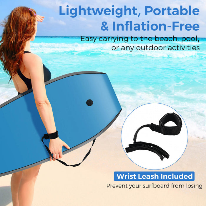 Costway 33\" Lightweight Body Board With Eps Core Xpe Deck Hdpe Bottom Crescent Tail Blue
