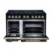 Forno Ambassador 48" Gas Range in Black, 8 Sealed Burners, 6.7 Cu.Ft. Ovens - FFSGS6299-48CPBLK | Cuisiniere a gaz Ambassador de 48 po, noire, 8 bruleurs scelles, fours de 6,7 pi³ – FFSGS6299-48CPBLK