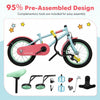 Costway 18" Kids Bike With Adjustable Saddle Handlebar Removable Training Wheels Handbrake Red