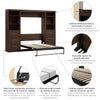 Bestar Pur 109" Full Murphy Bed and 2 Shelving Units with Drawers - Black Walnut|Lit double escamotable Pur de Bestar de 109 po avec 2 meubles à tablettes et tiroirs - noyer noir