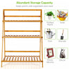 Costway Bamboo Ladder Plant Stand 3-tier Foldable Flower Pot Display Shelf Rack Natural