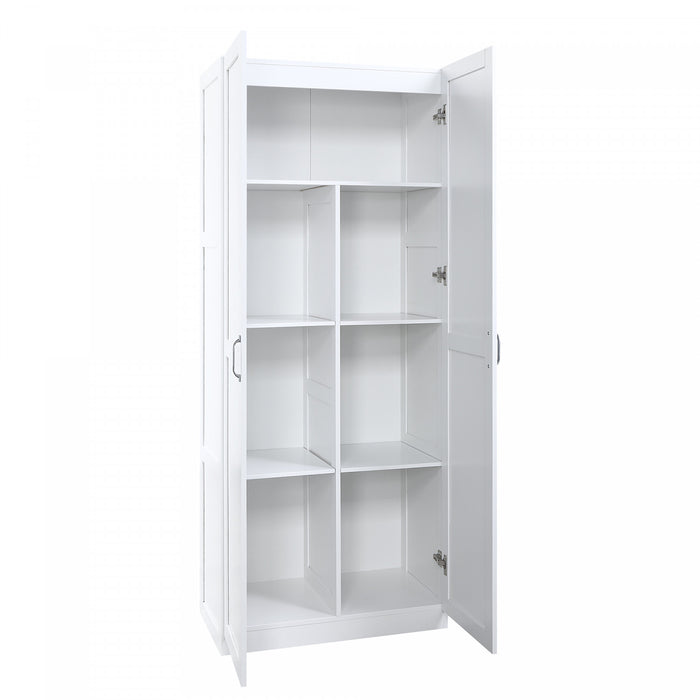 Hopkins Modern 30\" Storage Cabinet in White (7-Shelf) - Set of 2 Armoire