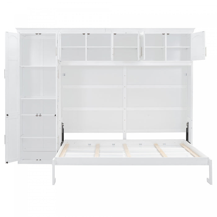 Eileen Space-saving Murphy Wall Bed With Cabinets, Queen Size, White