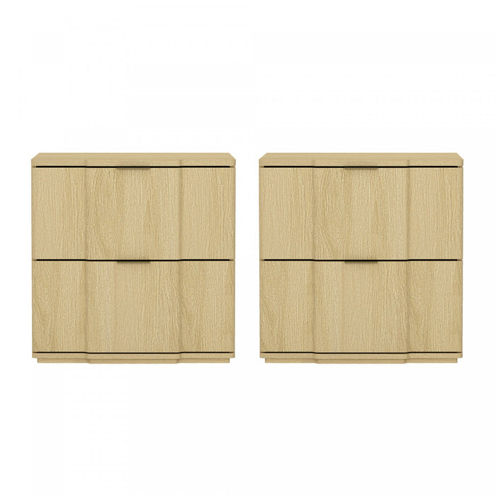 Clive Mid-Century Modern 22\" Nightstand in Natural and Gold (2-Drawer)