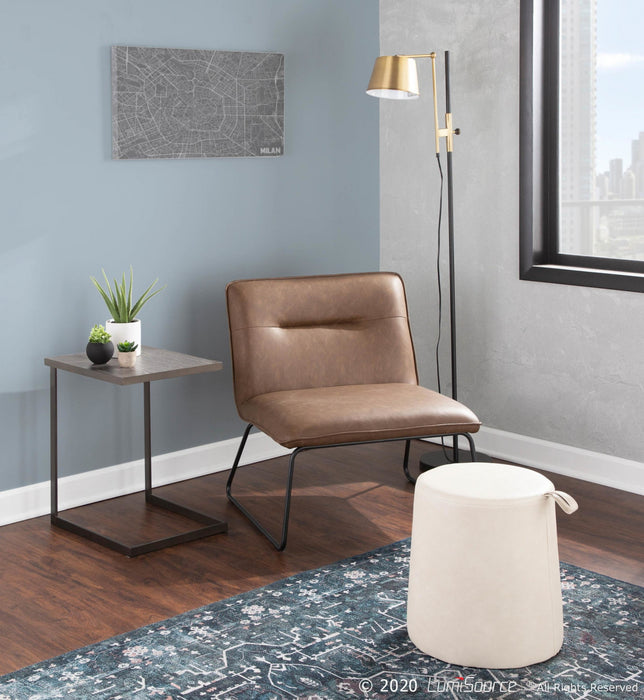 LumiSource Casper Faux Leather Industrial Accent Chair - Espresso
