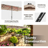 Costway 15FT Double-Sided Patio Market Umbrella Large Crank Handle Vented Outdoor Twin