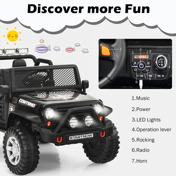 Costway 12v Kids Ride On Truck Remote Control Electric Car W/lights&music Black