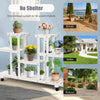 Costway 4-tier Rolling Flower Rack Wood Plant Stand Casters 12 Pots Bonsai Display Shelf
