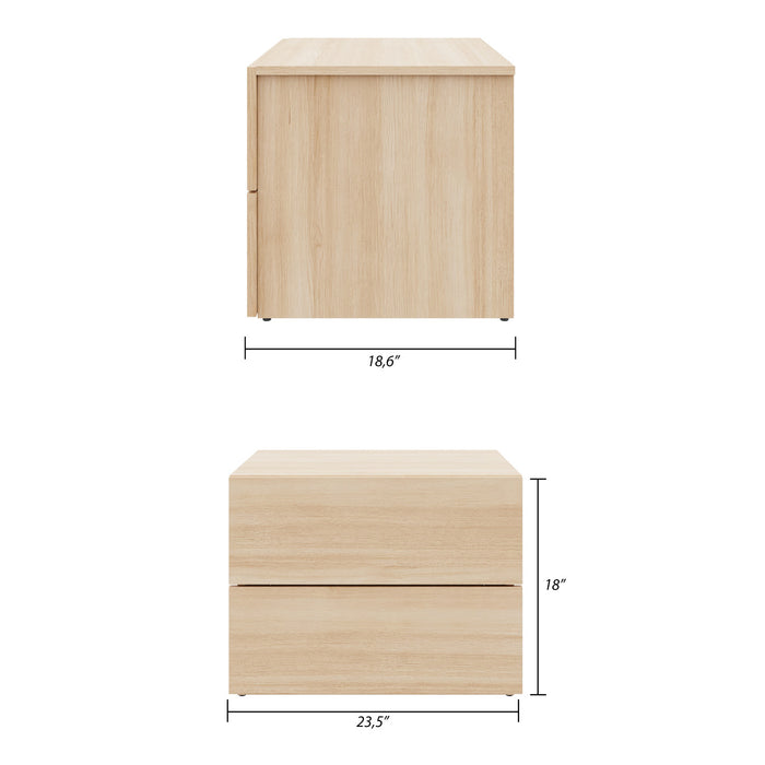 Nordika James Nightstand with 2-Drawers - Natural Blonde Oak