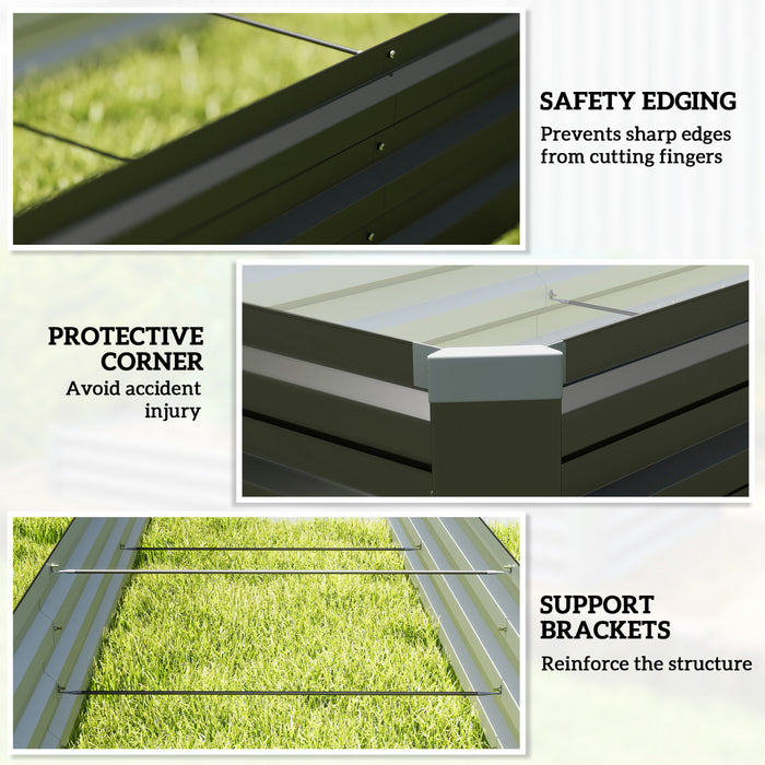 Outsunny 8x2x1ft Raised Garden Bed Large Galvanized Elevated Planter Box