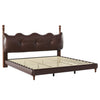 Emma Faux Leather Platform Bed Frame with Headboard,California King Size,Dark Brown King Bed  | Cadre de lit plateforme en simili cuir Emma avec tete de lit, taille California King, marron fonce