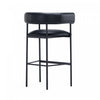 Onda Contemporary Vegan Leather Metal Upholstered Barstool in Black | Tabouret de bar contemporain Onda en cuir vegetalien et metal, rembourre, noir