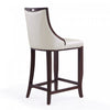 Emperor Traditional Wood Upholstered Barstool in Pearl White - Set of 2 | Tabouret de bar en bois traditionnel Emperor avec assise rembourree, blanc perle - Lot de 2