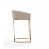 Louvre Mid-Century Modern Metal Upholstered Barstool in Cream - Set of 3 | Tabouret de bar rembourre en metal style mid-century moderne Louvre, creme - Lot de 3