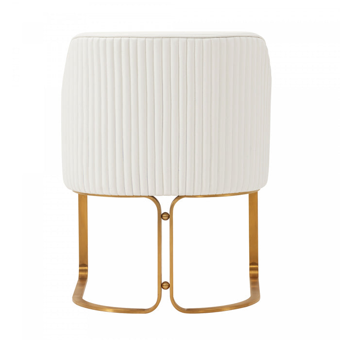 Raya Modern Wood Vegan Leather Dining Chair in Ivory - Set of 2