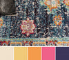 Lotus Navy Rug 2'8" x 8'2" | Tapis de Couloir Traditionnel Lotus 2'8" x 8'2" en Bleu marin