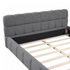 Jessica Upholstered Platform Bed with Comfortable Linen Fabric and Sturdy Frame,Queen Size,Gray Queen Bed  | Lit plateforme rembourre Jessica avec tissu en lin confortable et cadre robuste, taille Queen, gris