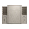 Bestar Key West Queen Murphy Bed & Closet Organizers with Doors & Drawers (119 W) - Linen White Oak|Grand lit escamotable Key West de Bestar de 119 po (L) avec organisateurs de garde-robe, portes et tiroirs - blanc chêne lin