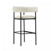 Onda Contemporary Vegan Leather Metal Upholstered Barstool in Ivory | Tabouret de bar contemporain Onda en cuir vegetalien et metal, rembourre, coloris ivoire