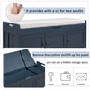 Olivia Pine Wood Storage Bench With 3-door Shoe Cabinet With Hidden Compartment - Antique Navy | Banc De Rangement Olivia En Pin Avec Meuble A Chaussures 3 Portes Et Compartiment Cache, Bleu Marine Antique