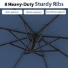 Costway 10 FT Patio Offset Umbrella w/8 Ribs Cross Base Tilt Navy Blue