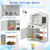Costway Kids Farmhouse Kitchen Play Set Wooden Pretend Toy With Storage & Accessories