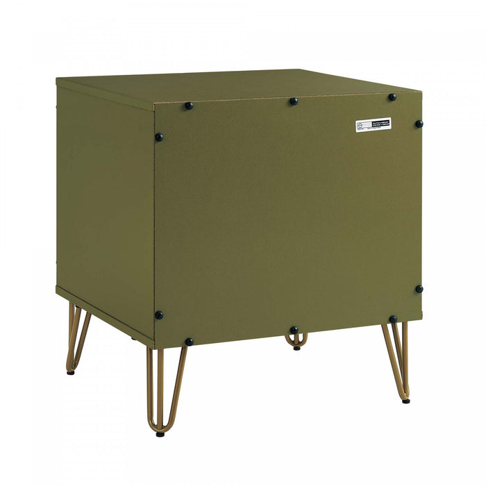 Dumbo Modern 20\" Fluted Nightstand in Olive Green (1-Drawer) - Set of 2
