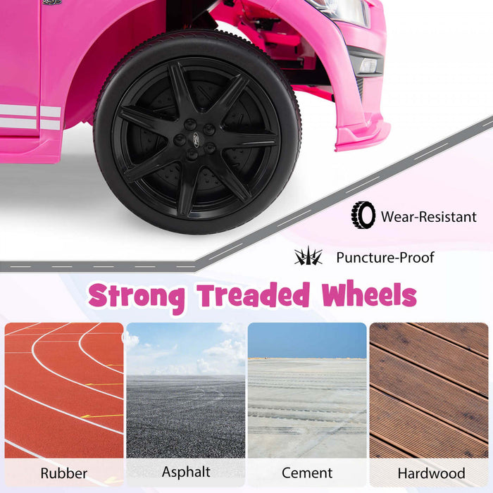 Costway 12v Licensed Ford Mustang Shelby Gt500 Kids Ride On Car With Remote Control Pink