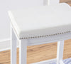 Claridge Fabric Backless Barstool - White|Tabouret bar Claridge en tissu et sans dossier - blanc