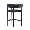 Onda Contemporary Vegan Leather Metal Counter Stool in Black | Tabouret de comptoir contemporain Onda en cuir vegetalien et metal, coloris noir