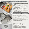 MultiSINK 33 in. Dual Mounted 3-Level Workstation Kitchen Sink, Faucet, Glass Rinser,Stainless Steel - E-XP31 Laundry Combo | Evier poste de travail MultiSINK 33 po, double pose, 3 niveaux, robinet, rince-verre, inox-E-XP31