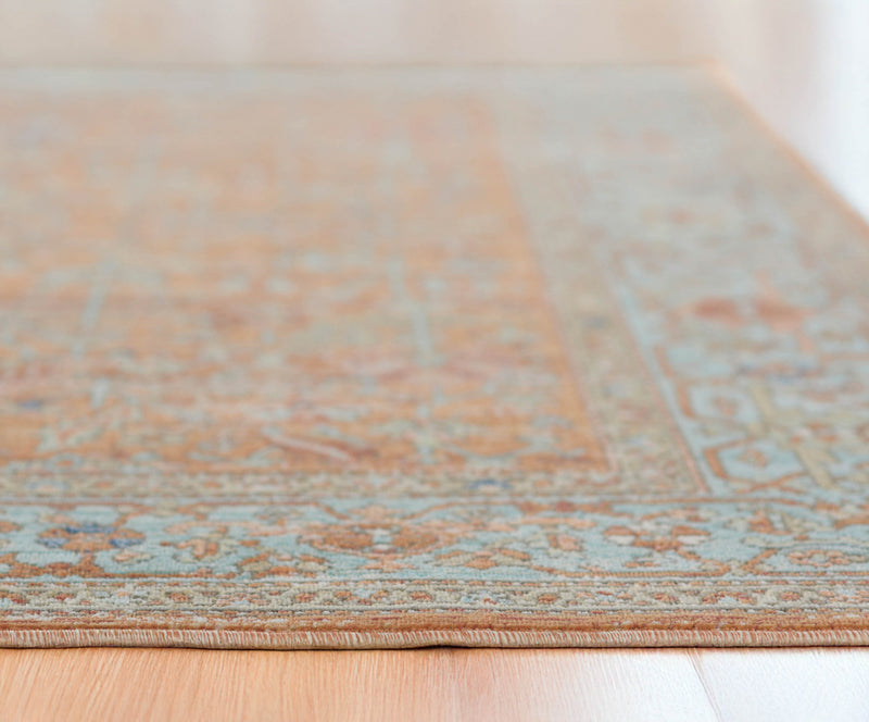 Hailey Traditional 6'7\" x 9'6\" Area Rug in Orange Indoor Area Rug