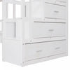 Claire Solid Wood Twin Triple Bunk Bed With Drawers And Guardrails - White | Lit Superpose Triple Simple Claire En Bois Massif Avec Tiroirs Et Barrieres De Securite - Blanc