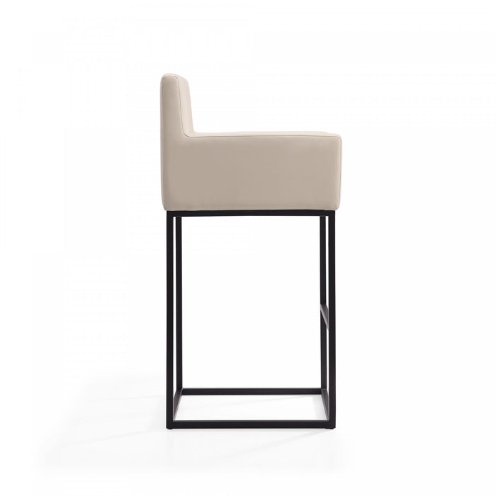 Ambassador Mid-Century Modern Metal Upholstered Counter Stool in Cream - Set of 3 Bar Stool