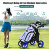 Goplus Folding 4 Wheels Golf Push Cart W/bag Scoreboard Adjustable Handle Blue