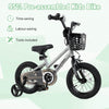 Costway 14" Kid's Bike With Training Wheels Adjustable Handlebar & Seat Handbrake Silver