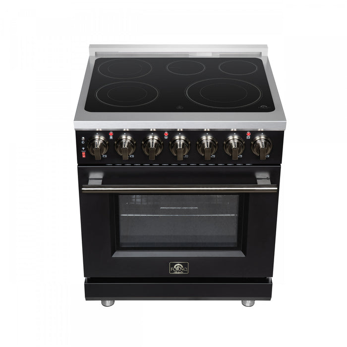 Forno Massimo 30 Inch Freestanding Electric Range, 5 radiant burners, 4.32 cu.ft., Black -FFSEL6020-30BLK
