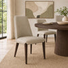 Belmont Contemporary Chenille and Faux Leather Wood Upholstered Armchair in Taupe | Fauteuil contemporain Belmont en chenille et similicuir avec structure en bois, rembourre, coloris taupe
