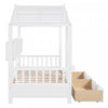 Jeames Wood House Bed with 2 Storage Drawers and Shelf,Twin Size - White | Lit Maison Jeames en Bois avec 2 Tiroirs de Rangement et Etagere, Taille Twin - Blanc